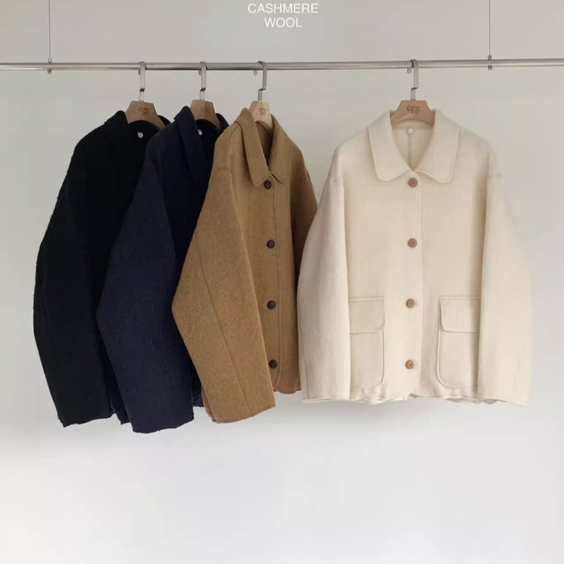 Now Available in Korea's Dongdaemun, the Same Style as 2025 Autumn Egg Cashmere Gentle and Elegant Lapel Short Woolen Coat for Women