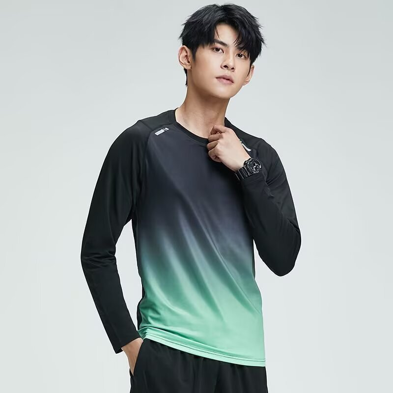 Long-Sleeved Quick-Drying T-Shirt, Marathon Team Uniform, Badminton Uniform, Outdoor Running Sportswear Top, Same Style for Men and Women