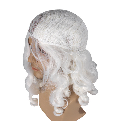 European and American cross-border white long curly Santa Claus Christmas wig European and American Santa Claus bearded wig
