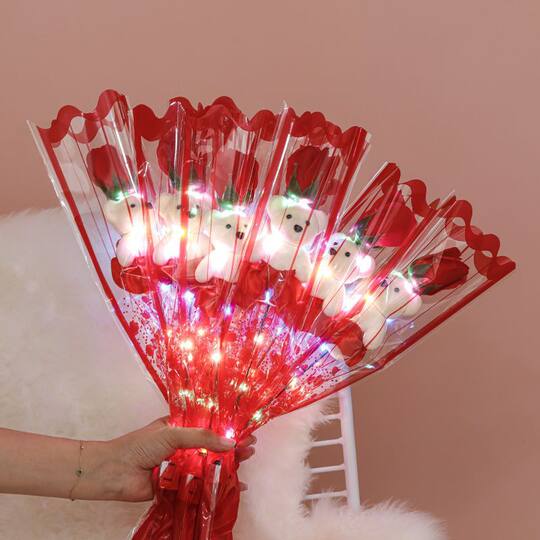 Valentine's Day to Send Teachers to School Season Gift Simulation Bear Soap Flower Rose Bouquet to Send Girlfriend to Push Gift