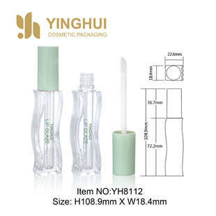 Wavy Lip Glaze Tube Cap Injection Molding Green Bottle Injection Molding Ordinary Brush Head Makeup Packaging Materials