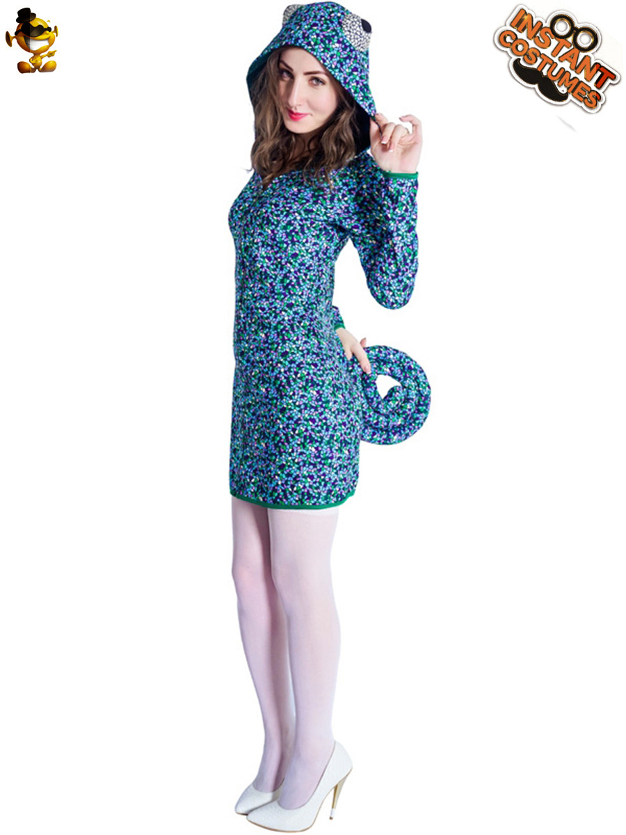 Adulto de las mujeres grandes divertido Camaleón de una sola pieza pijamas fiesta traje divertido animal Cosplay traje ropa image 4