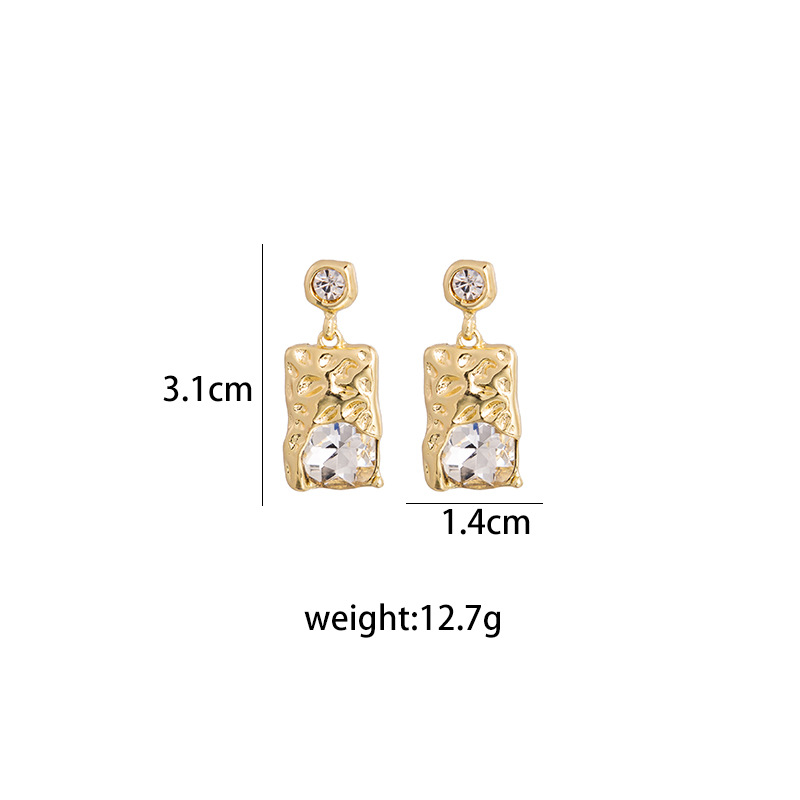 Fashion Geometric Liquid Metal Fluid Pleated Simple Square Alloy Earrings display picture 1