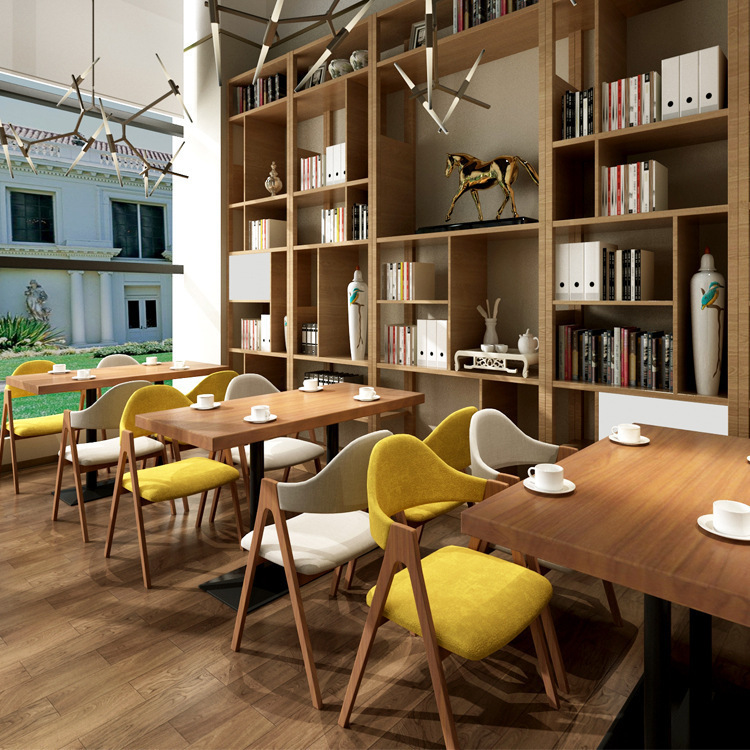跨境出口咖啡桌奶茶店桌椅创意实木洽谈接待休闲桌椅餐饮饭店桌椅|undefined