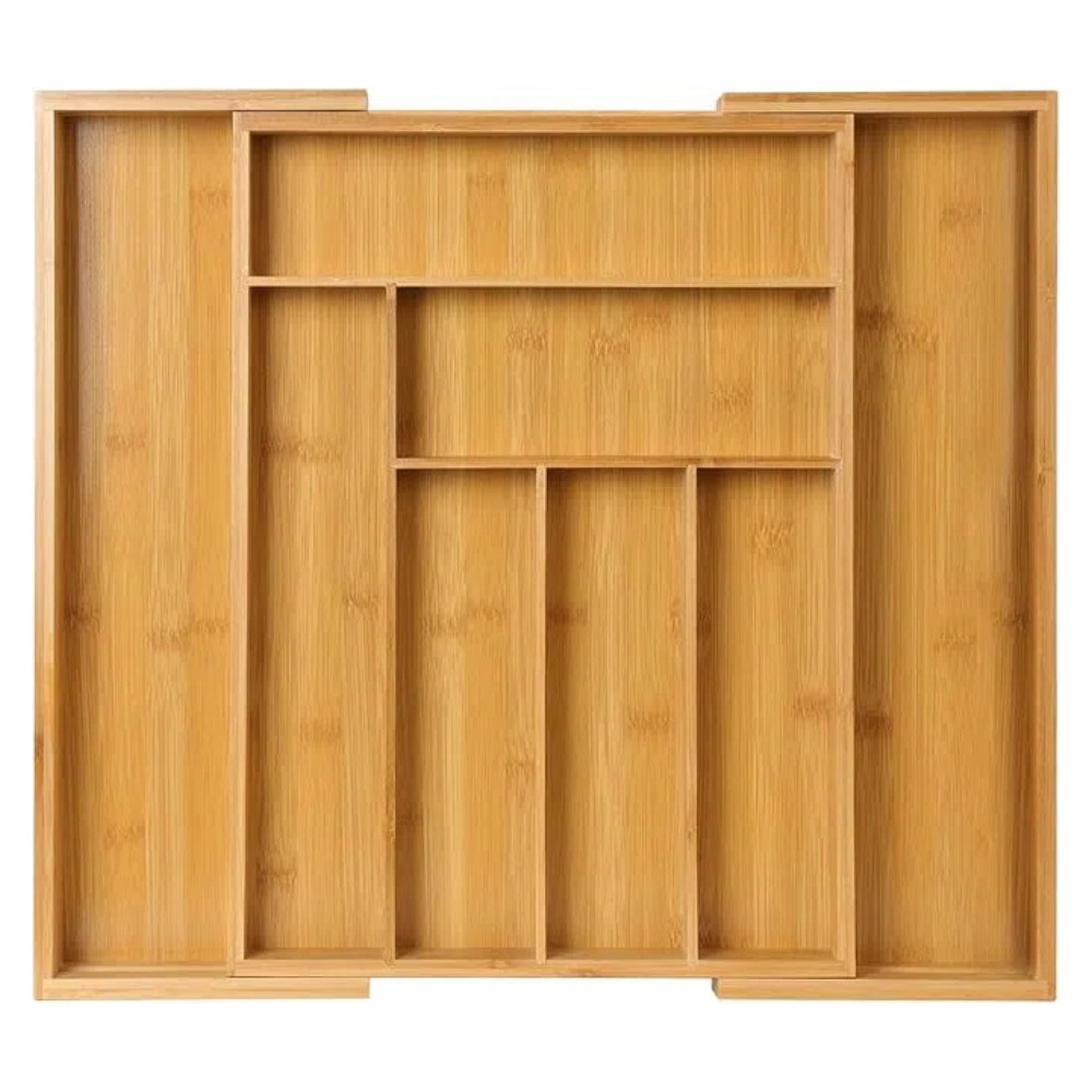 Suministro exclusivo transfronterizo de cajas de almacenamiento de bambú impermeables y plegables, herramienta de organización de cocina para especias y cubiertos.