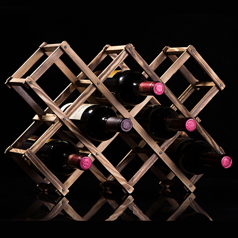 Y madera sólida plegable fábrica de estantes de vino vino vino de madera venta directa estante de almacenamiento de botellas de vino estante de exhibición de vino