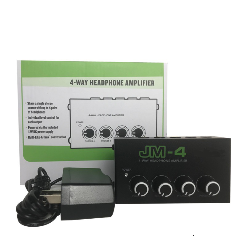 4-Way amplificador de auriculares de uno en cuatro de salida distribuidor de oído amplificador estéreo mezclador monitor de cuatro vías de mezcla dividida oído image 4