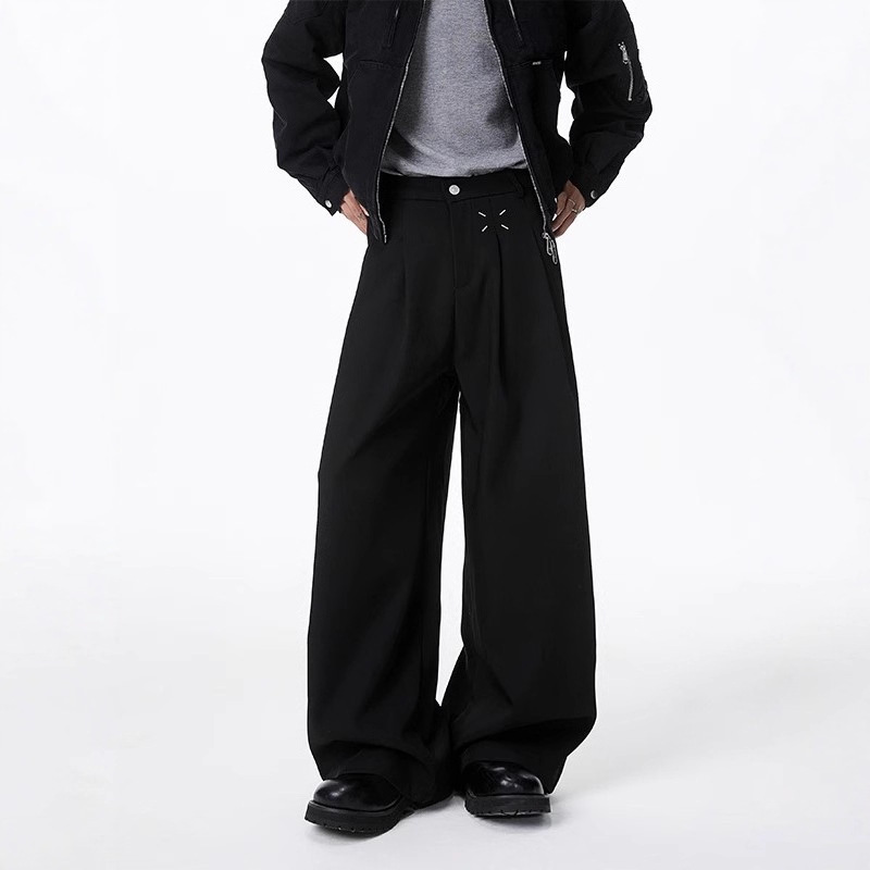Cleanfit Black Scimitar Pants Men's Spring & Fall High-End Wide-Leg Casual Pants Drapedy Professional Suit Pants