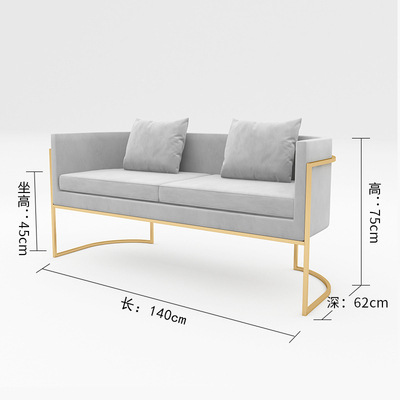 Sofá de hierro forjado nórdico lujoso asiento de tarjeta roja red salón de belleza silla de recepción casual moderna simple combinación de sofá mesa de té