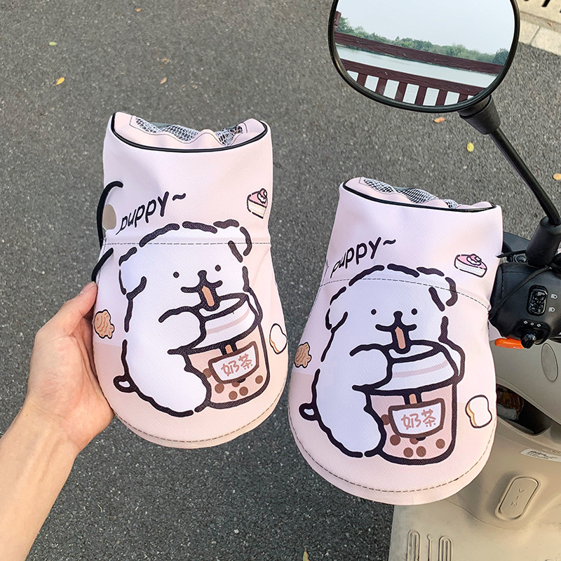 かわいい電気自動車日焼け止め手袋漫画オートバイバッテリー車夏防水通気性ハンドルカバーユニバーサル|undefined