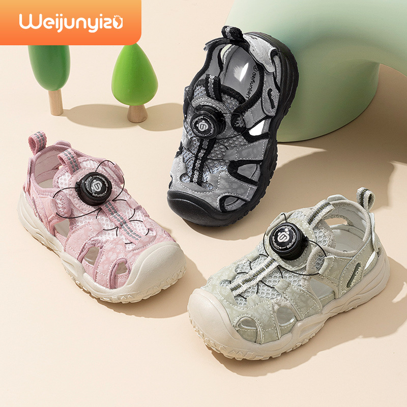 Weijun 2025 New Autum Button Kidsren's Non-Slip Hiking Shoes Lightweight Girls Soft-Soled Running Shoes Wholesale Trend