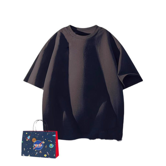 NASA Trendy Brand Solid Color Couple's Short-sleeved T-shirt Men's and Women's Summer Oil-proof Anti-fouling Loose Casual Half-sleeved T-shirt