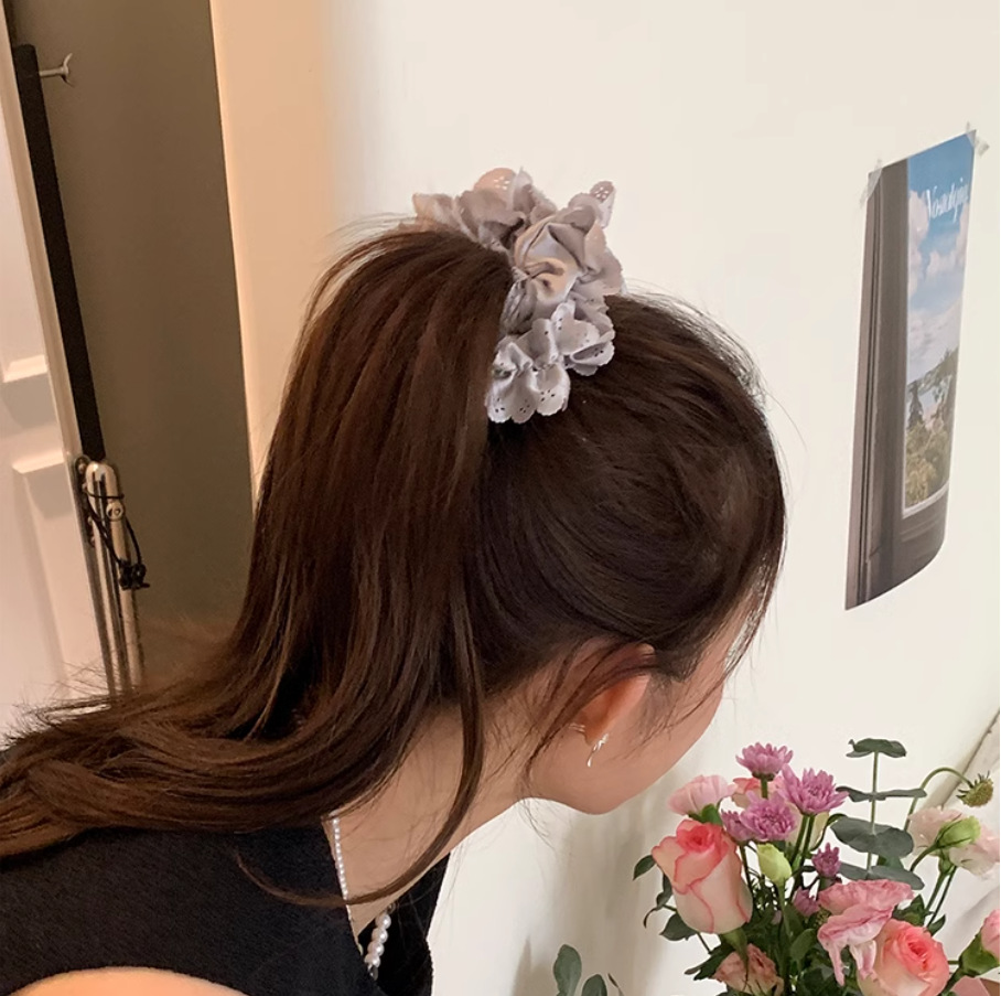 Peetales de encaje dulce círculo de intestino grueso nicho femenino de alto nivel anillo de cabello francés temperamento suave adornamiento para el cabello