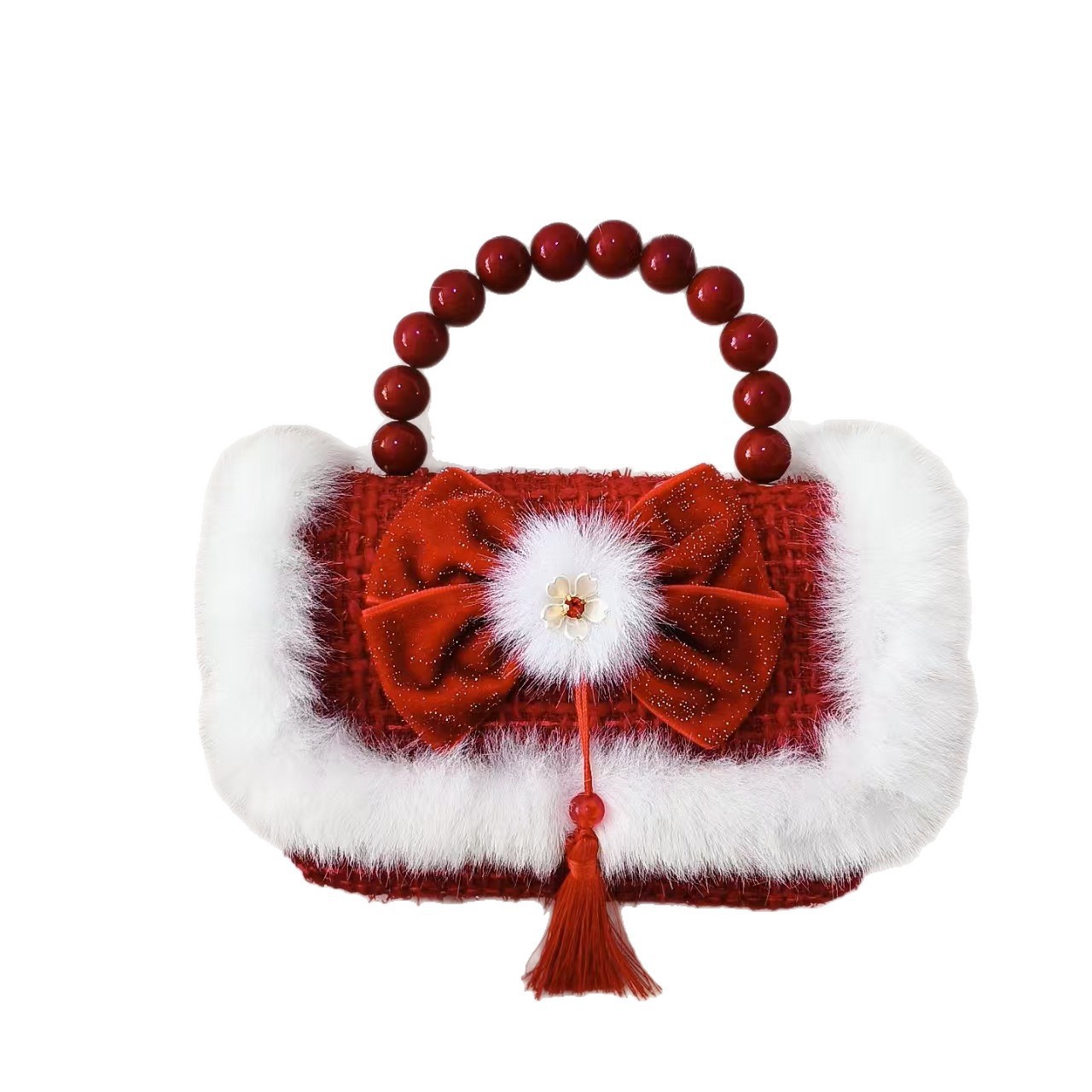 Gran arco rojo bolso de princesa bolso de perla bolso de Año Nuevo bolso de cambio accesorios cadena de hombro