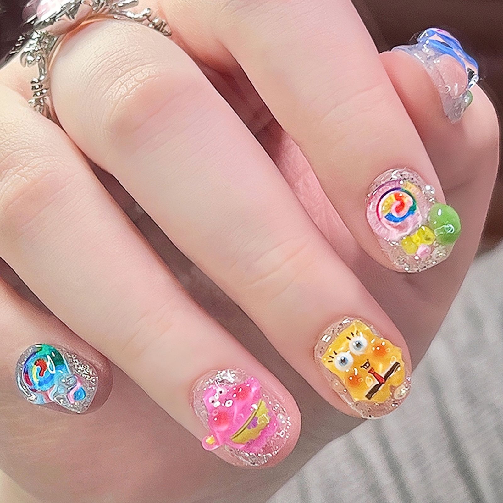 Yiyi Dance 10 piezas de uñas hechas a mano, terapia de luz, uñas, dopamina, uñas, uñas, parches al por mayor