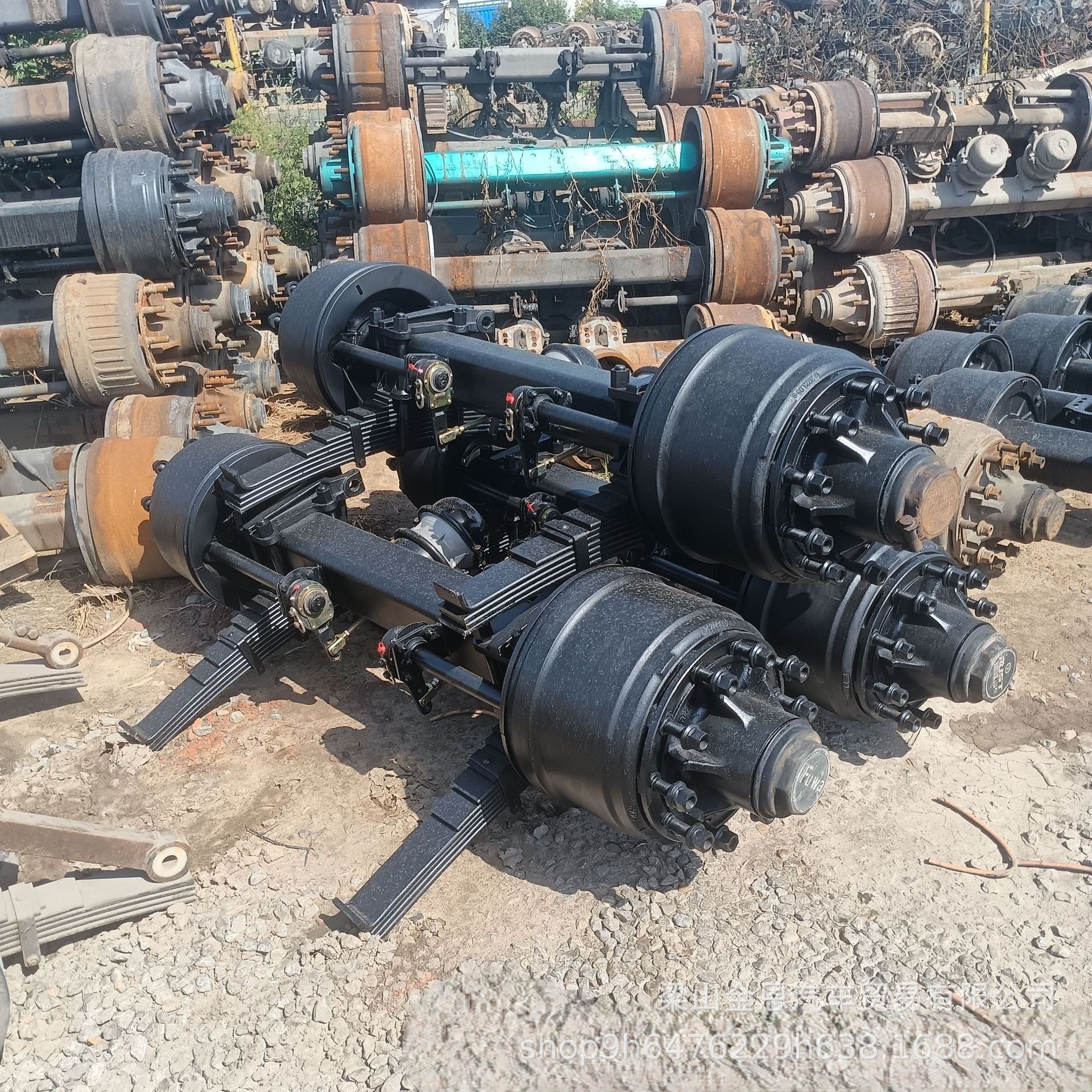 African Used Truck Engines, Bpw Rear Axles, 13-Ton and 16-Ton Axles, Engines, Leaf Springs, Various Disassembled Vehicle Parts