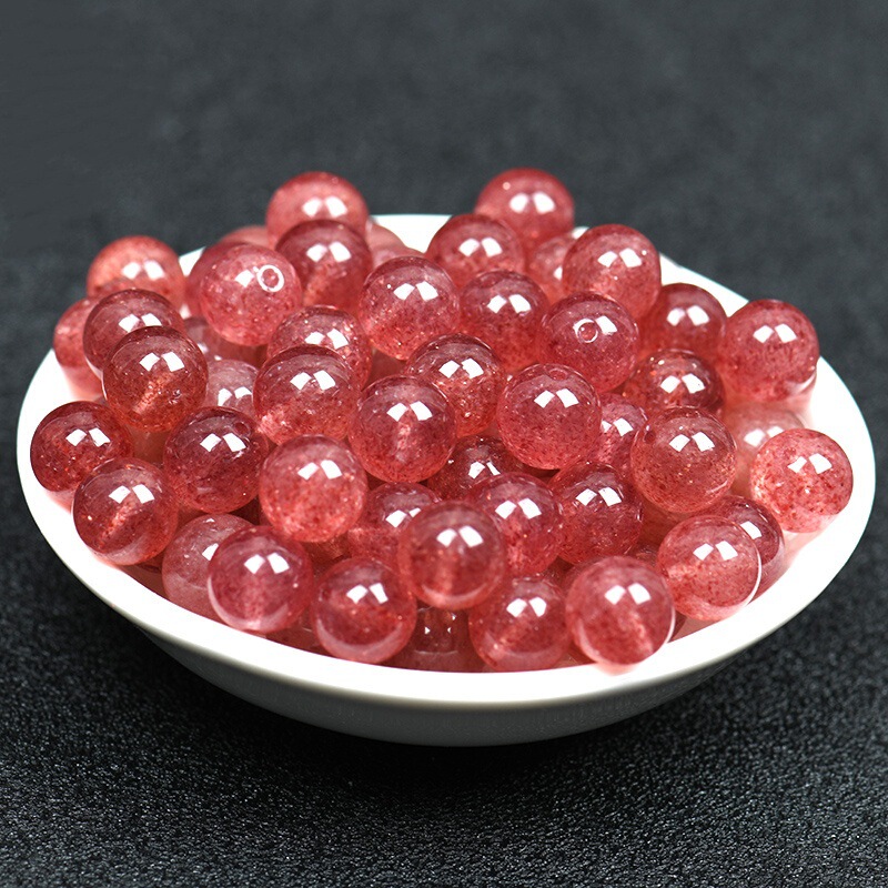 9A Grade Natural Strawberry Crystal Crystal Loose Beads Wholesale Bracelet Beads Handmade DIY Pigeon Blood Red Beaded Pendant with Beads