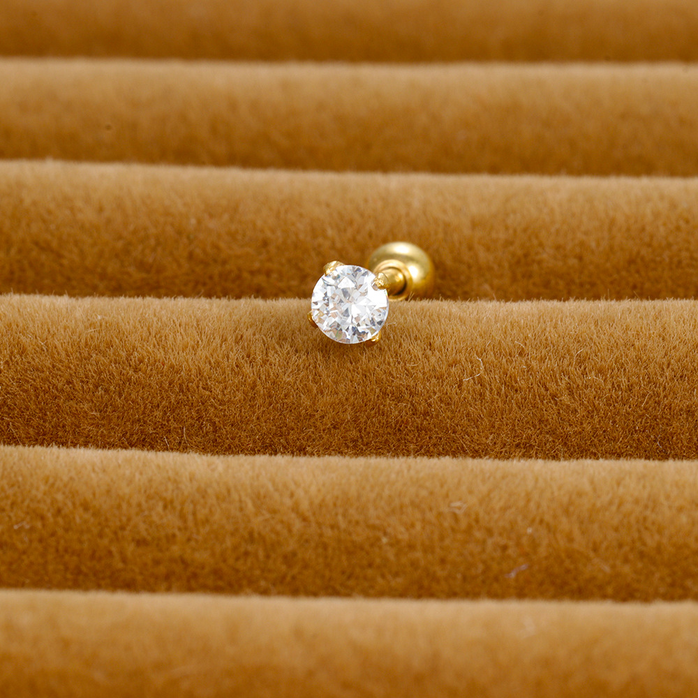 Cartilage earrings Classification 1 Piece Simple Style Round Plating Inlay Stainless Steel Zircon Cartilage Earrings