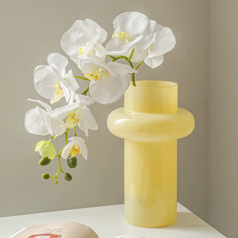 Luz de lujo de alto grado pequeño florero de cristal de la cintura sala de estar arreglo floral Lily Rose rico bambú flor decorativa dispositivo