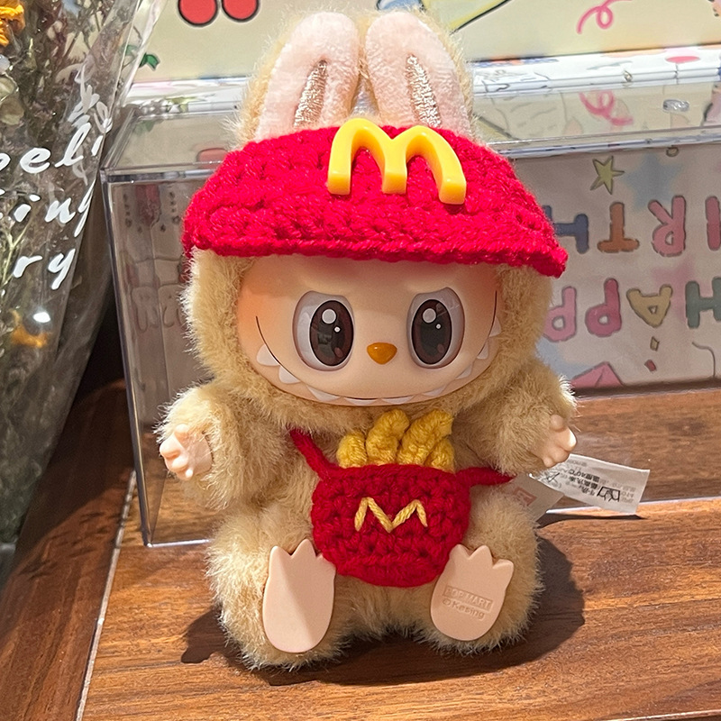 Labubu バーガーセット帽子唾液タオル人形よだれかけクロスボディバッグ人形ヘッドギア装飾織りベビー服|undefined