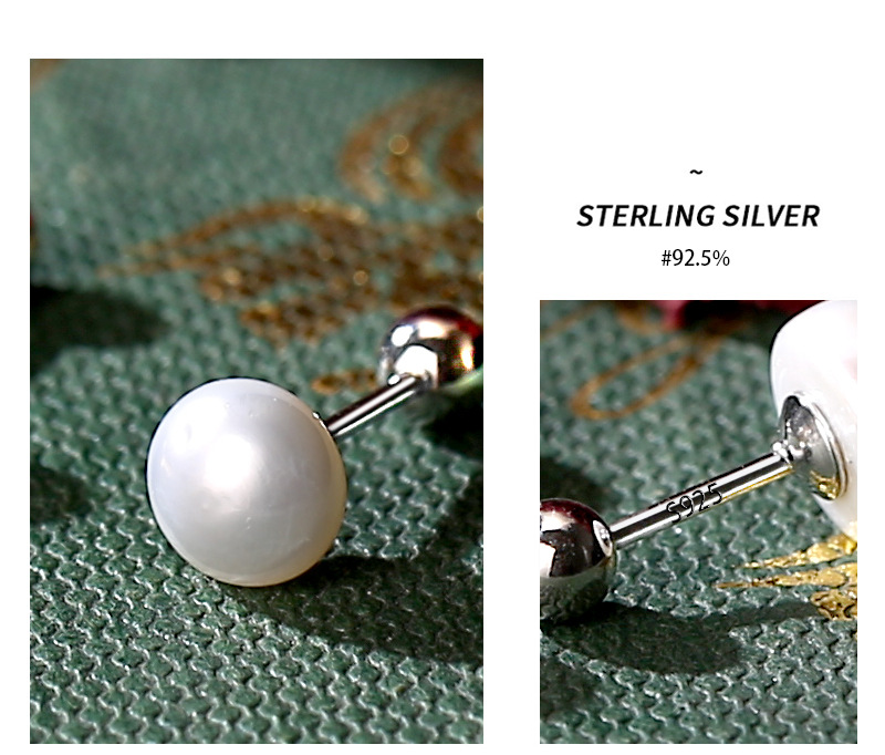 Simple Style Solid Color Silver Plating Inlay Pearl Ear Studs 1 Pair