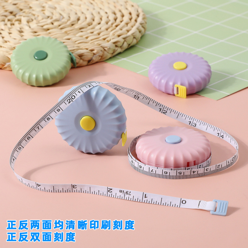 便携2米小卷尺学生米尺软尺皮尺量三围腿腰胸围测量衣服樱花粉|undefined