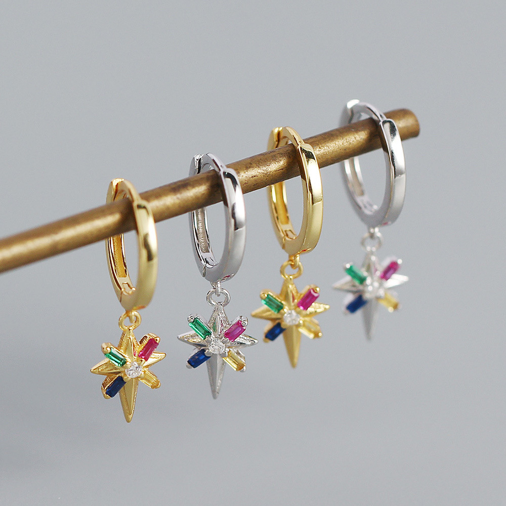 Rhinestones Inlay Material Ear Studs Classification Fashion Star Sterling Silver Ear Studs Plating Metal Rhinestone 925 Silver Earrings