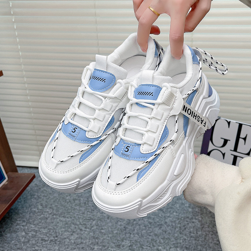 Zapatillas deportivas de mujer estilo dad shoes, modelo 2026, venta al por mayor transfronteriza, deportivas, de suela blanda, para estudiantes, con plataforma, que aumentan la altura, informales y versátiles.