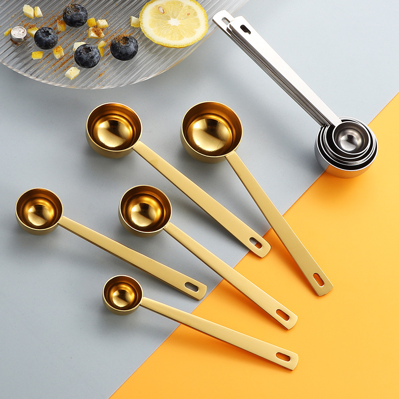 Cuchara medidora de acero inoxidable 304 transfronteriza 5ml a 30ml Cuchara medidora para hornear Cuchara de granos de café Cuchara de leche en polvo LOGO