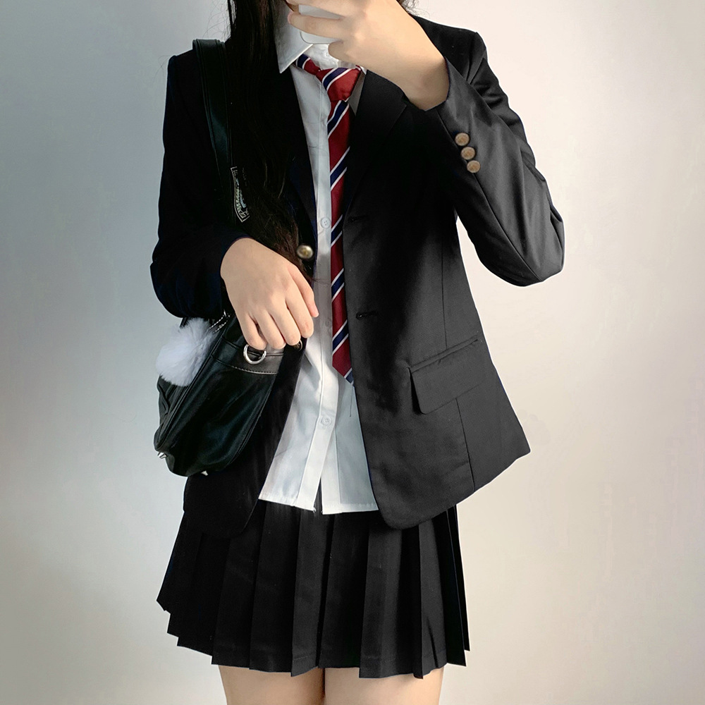 jk制服日系学院风黑色西装外套女池の太黑色西服学生休闲套装