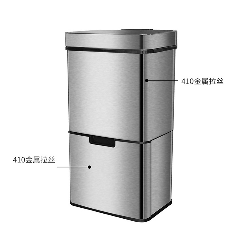 Clasificación de inducción infrarroja inteligente de basura de gran capacidad de acero inoxidable separación seca y húmeda de cocina doméstica sala de estar con rueda de cubierta