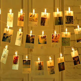 1.5M 10 LED透明夹子串灯户外童话绳花环照片夹挂灯DIY婚礼派对家