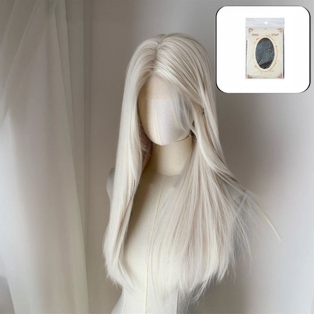 Perucas negras mujeres de encaje pequeño de ocho caracteres peñas largas recto diario negro largo recto cos gancho de mano cubierta de cabeza