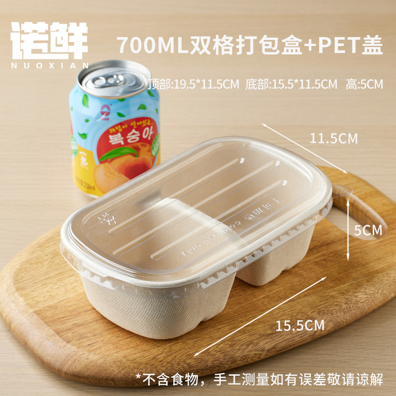Caja de embalaje de frutas, caja de comidas desechable, viaje de primavera, picnic, camping, comida ligera, arroz cortado, doble división al aire libre
