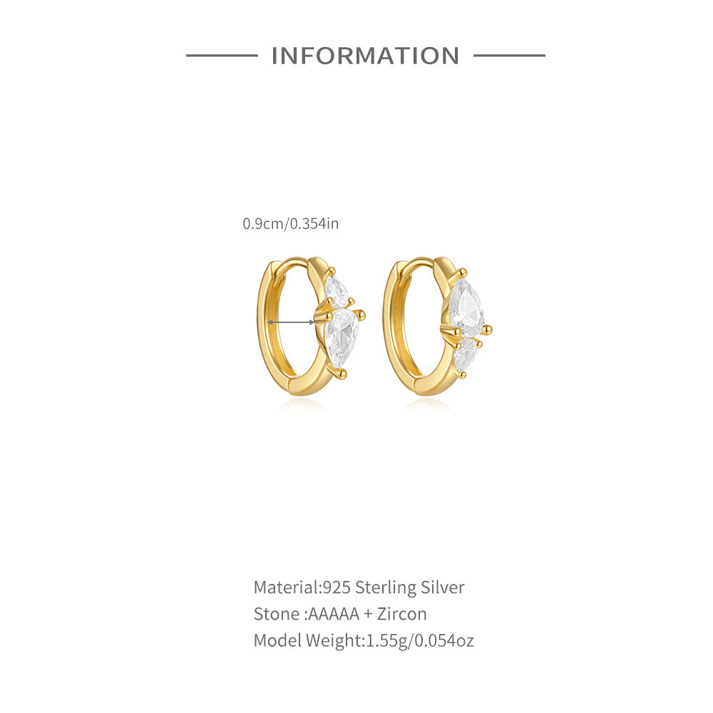 4g Weight 925 Sterling Silver Ear Needle Material Rhinestones Inlay Material Earrings Classification 1 Pair Quantity Holiday, Daily Occasion 925 Sterling Silver Material Solid Color Pattern Women's Gender Inlay Design Simple Style Style 1 Pair 925 Sterling Silver Rhinestones Solid Color Earrings 1