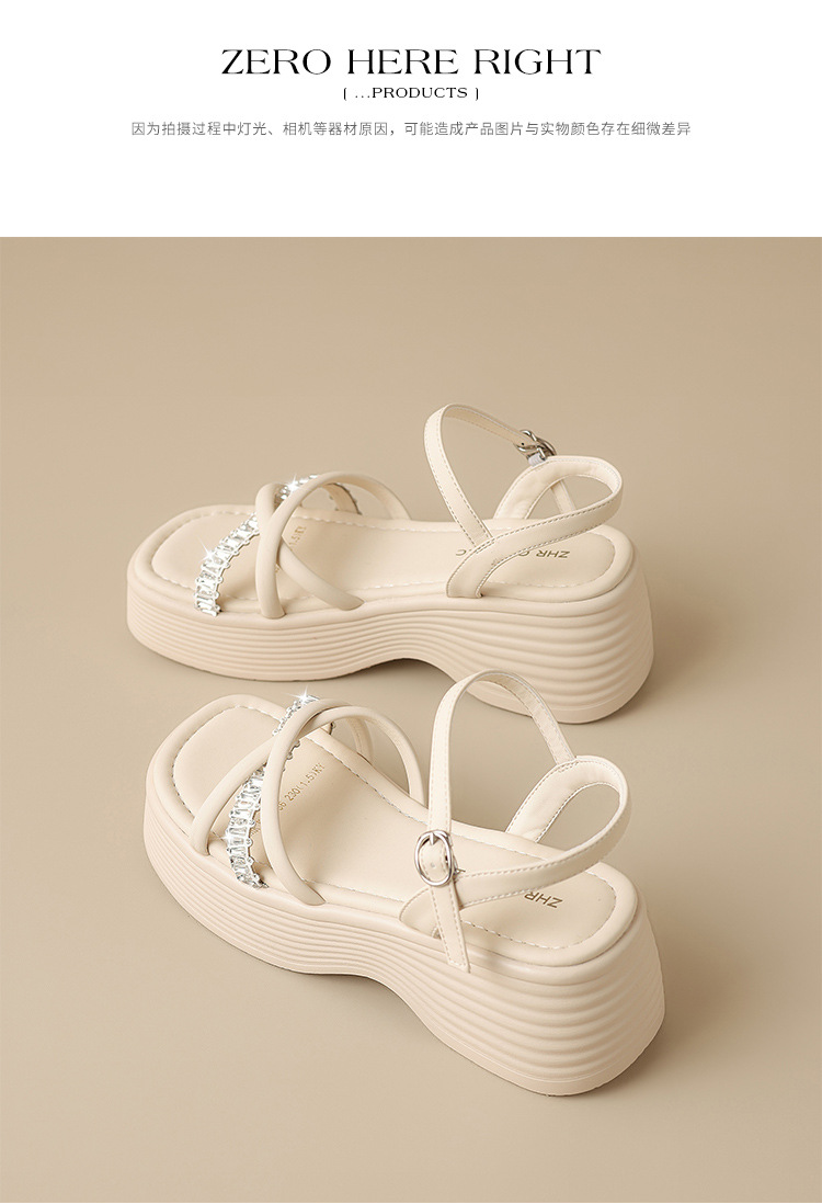 Giày sandal cao gót nữ đính đá phong cách thời trang — KY65 Bạc chi tiết 16