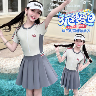Girls 2025 New Swimsuit Girls Summer One-Piece Swimming Skirt Anti-Exposure Kidsren's Swimming Trunks Primary and Secondary School Students
