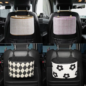 Car storage bag, seat back hanging bag, houndstooth pattern, multifunctional in-car storage box