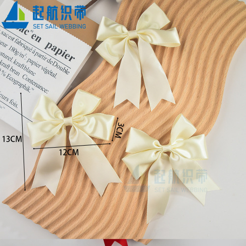 Qihang polyester silk ribbon swallowtail large bow 12cm size double layer gift packaging ribbon bow accessories