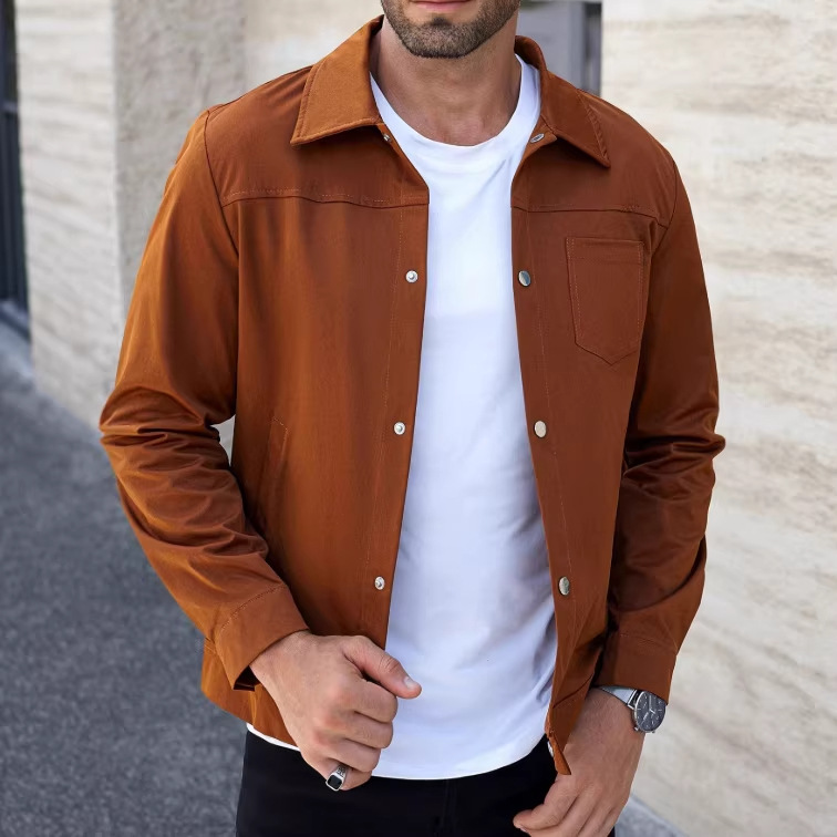 Saldi di liquidazione --- Camicia-giacca casual da uomo a maniche lunghe con colletto risvoltato, proveniente da commercio estero transfrontaliero europeo e americano_voghion.com