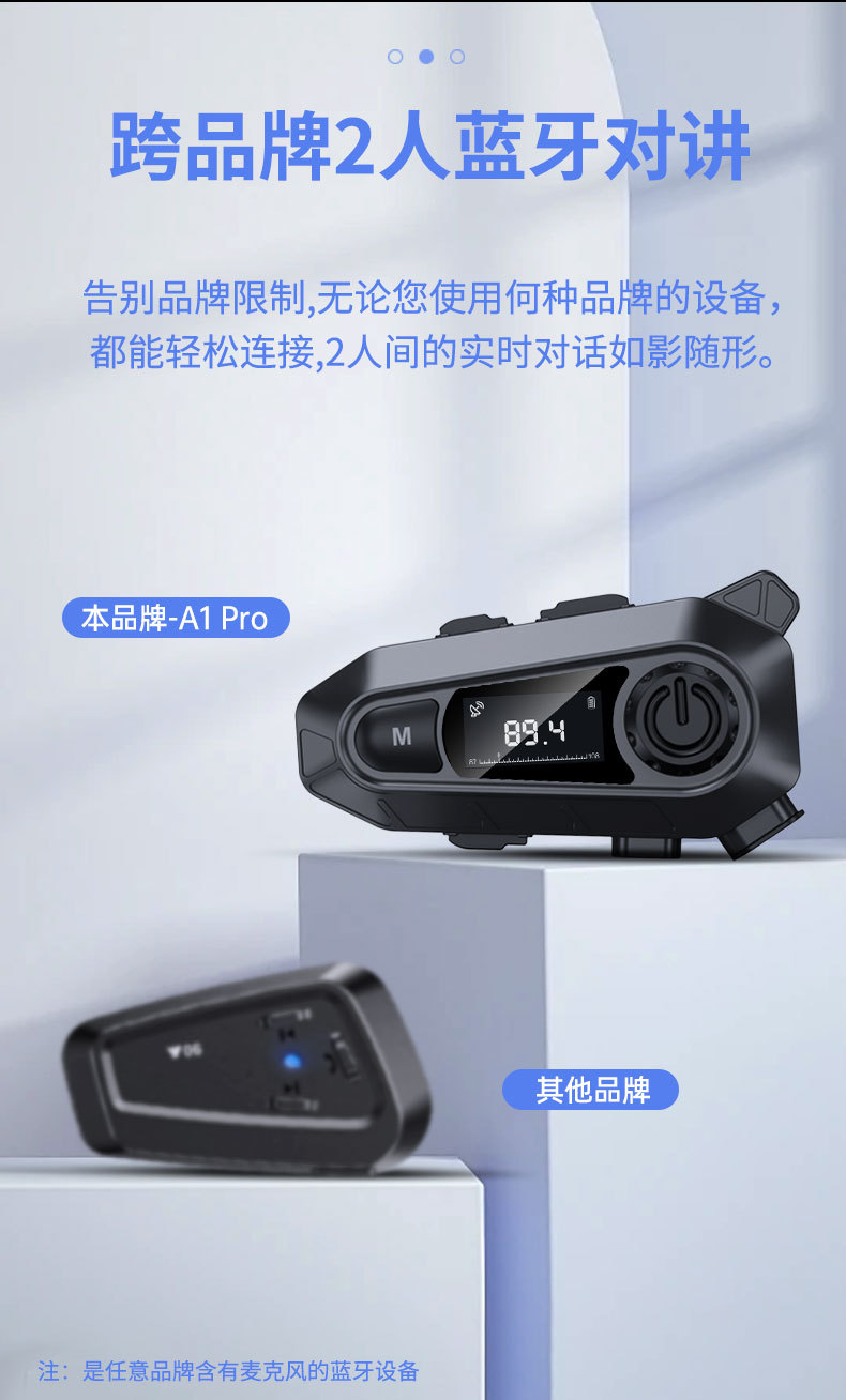 Cross-Border Motorcycle Helmet-Specific 5.4 Bluetooth Headset with Led Screen Digital Display, Fm Radio, and Intercom Helmet Headset