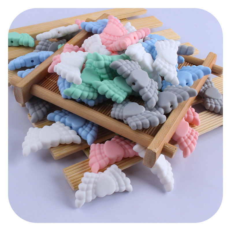 Creativo DIY bebé suministros Ángel amor alas de silicona joyería bebé chupete cadena molar teether pulsera Accesorios