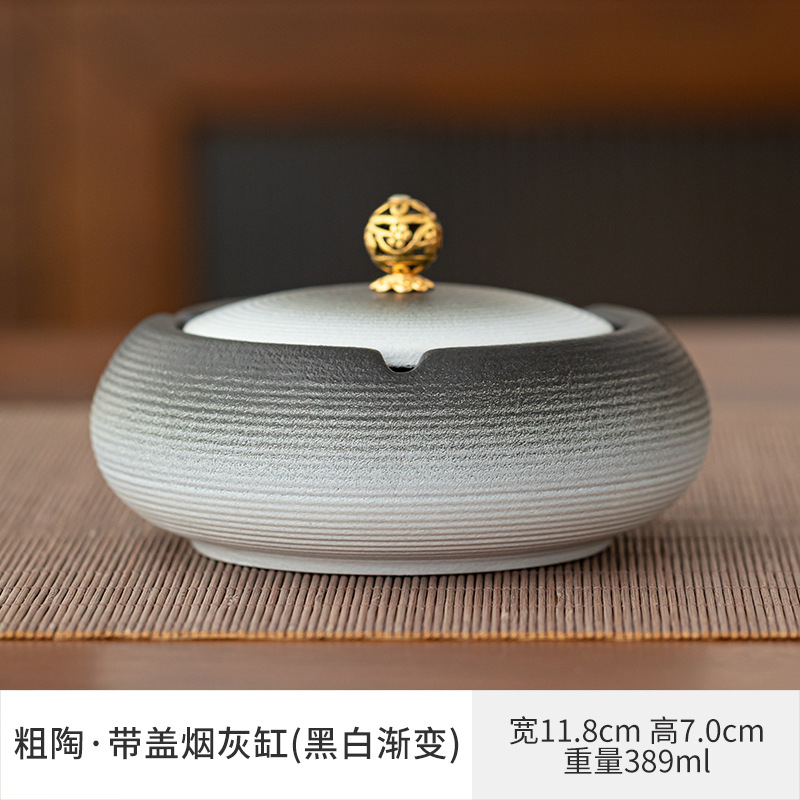 Cenicero de cerámica de gran tamaño, personalidad creativa, hogar retro estilo chino, sala de estar de lujo ligera, cenicero de tendencia de oficina