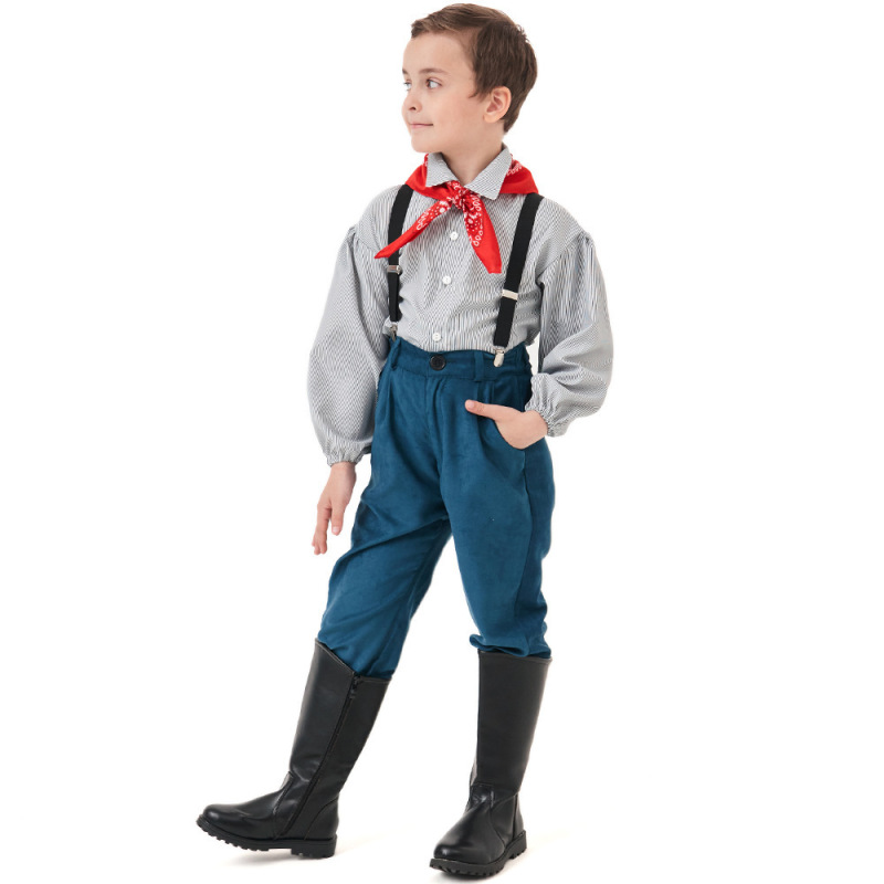 European and American Children's Colonial Farm Boy Clothing, New Amazon Product, Foreign Trade Supply, Boys' Black Striped Overalls European and American Children's Colonial Farm Boy Clothing, New Amazon Product, Foreign Trade Supply, Boys' Black Striped Overalls