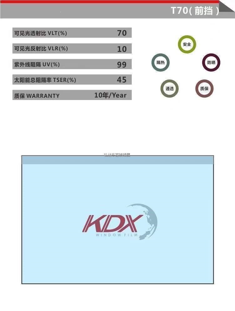 Kdx Kangdexin Car Film Insulation Solar Film Full Car Film Explosion-Proof Film Sun Protection Glass Film 30m Full Roll