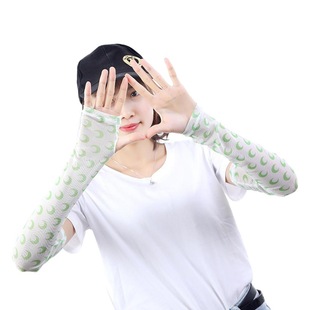 Internet celebrity sun protection Ice Silk oversleeve for women Korean style summer new cute pretty girl ice crescent moon sleeve arm protection oversleeve