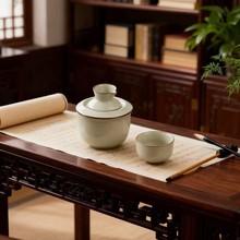 温酒器中式烫酒壶汝窑三件套黄酒煮酒器白酒清酒酒具套组商务礼品