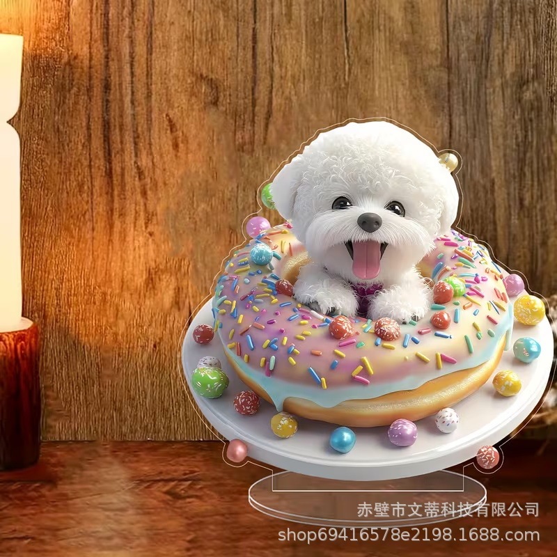 Cross-Border Popular Cute Donut Puppy Series Acrylic Color-Printed Office and Cafe Desktop Decorations Cross-Border Popular Cute Donut Puppy Series Acrylic Color-Printed Office and Cafe Desktop Decorations