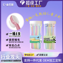 可诺萌趣熊猫兔子儿童牙刷桶装八支装万毛软毛分束超细超软小头刷