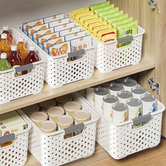プラスチックバスケットの間食整理収納物取っ手デスクトップ収納ケース家庭用大容量水たまりバスケット収納バスケット収納バスケット